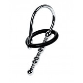 Серебристый уретральный плаг-бусины TOYFA Metal с мягким фиксириющим кольцом - ToyFa - купить с доставкой в Северске