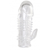 Прозрачная гелевая насадка с шипами и клиторальным отростком - 13 см. - Toyfa Basic - в Северске купить с доставкой