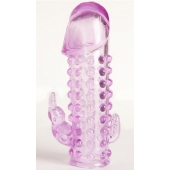 Закрытая фиолетовая насадка с 2 отростками - 13 см. - Toyfa Basic - в Северске купить с доставкой