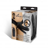 Полый страпон с двумя отростками и вибрацией Unisex Vibrating Hollow Strap-On Double Penetrating Dildo - 17,8 см. - Lux Fetish - купить с доставкой в Северске