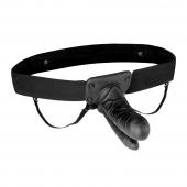 Полый страпон с двумя отростками и вибрацией Unisex Vibrating Hollow Strap-On Double Penetrating Dildo - 17,8 см. - Lux Fetish - купить с доставкой в Северске