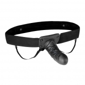 Чёрный полый страпон с вибрацией Unisex Vibrating Hollow Strap-On - 14 см. - Lux Fetish - купить с доставкой в Северске