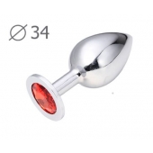 Коническая серебристая анальная втулка с красным кристаллом - 8,2 см. - Anal Jewelry Plug - купить с доставкой в Северске