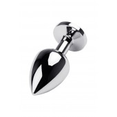 Серебристая коническая анальная пробка с красным кристаллом - 8 см. - ToyFa - купить с доставкой в Северске