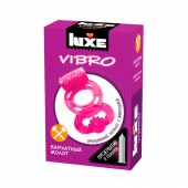 Розовое эрекционное виброкольцо Luxe VIBRO  Бархатный молот  + презерватив - Luxe - в Северске купить с доставкой