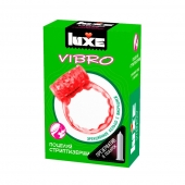 Розовое эрекционное виброкольцо Luxe VIBRO  Поцелуй стриптизёрши  + презерватив - Luxe - в Северске купить с доставкой