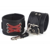 Кожаные наручники с декоративной лаковой шнуровкой - Sitabella - купить с доставкой в Северске