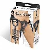 Черные трусики для страпона из патентованной кожи - Lux Fetish - купить с доставкой в Северске