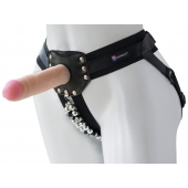 Черный пояс-трусики с насадкой  Гламур Dana  - 15,5 см. - LOVETOY (А-Полимер) - купить с доставкой в Северске