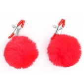 Зажимы для сосков с красным пушком - Notabu - купить с доставкой в Северске