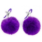 Зажимы для сосков с фиолетовым пушком - Notabu - купить с доставкой в Северске