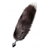 Серебристая металлическая анальная втулка с хвостом чернобурой лисы - размер S - ToyFa - купить с доставкой в Северске