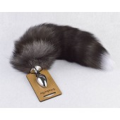 Серебристая анальная пробка с пушистым хвостиком - Sitabella - купить с доставкой в Северске