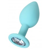 Мятная анальная пробка с прозрачным кристаллом Brilliant - 7 см. - ToyFa - купить с доставкой в Северске