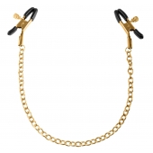 Чёрные с золотом зажимы на соски Gold Chain Nipple Clamps - Pipedream - купить с доставкой в Северске