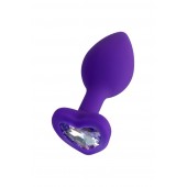 Фиолетовая анальная втулка Diamond Heart с прозрачным кристаллом - 7 см. - ToyFa - купить с доставкой в Северске