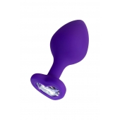 Фиолетовая анальная втулка Diamond Heart с прозрачным кристаллом - 8 см. - ToyFa - купить с доставкой в Северске