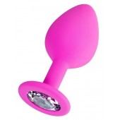 Розовая анальная втулка Brilliant с прозрачным кристаллом - 7 см. - ToyFa - купить с доставкой в Северске