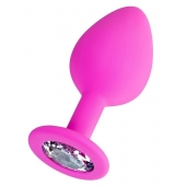 Розовая анальная втулка Brilliant с прозрачным кристаллом - 8 см. - ToyFa - купить с доставкой в Северске