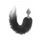 Серебристая анальная пробка с черным хвостом Starlit - Lola Games - купить с доставкой в Северске