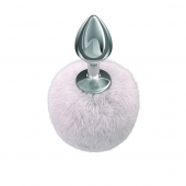 Серебристая анальная пробка с белым пушистым хвостиком Twinkle - Lola Games - купить с доставкой в Северске