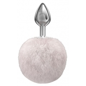 Серебристая анальная пробка с белым пушистым хвостиком Twinkle - Lola Games - купить с доставкой в Северске