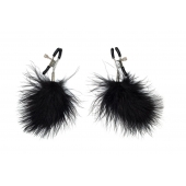 Зажимы на соски с черным пухом Euphoric - Lola Games - купить с доставкой в Северске