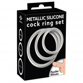 Набор из 3 эрекционных колец под металл Metallic Silicone Cock Ring Set - Orion - в Северске купить с доставкой
