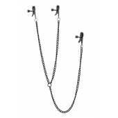 Черные зажимы на соски и клитор на цепочке DELUXE NIPPLE   CLIT CLAMPS - Dream Toys - купить с доставкой в Северске