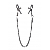 Черные зажимы на соски на цепочке BLAZE DELUXE NIPPLE CLAMPS - Dream Toys - купить с доставкой в Северске