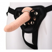 Телесный страпон на черных трусиках STRAP ON REAL DILDO - 20 см. - Dream Toys - купить с доставкой в Северске