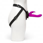 Лиловый страпон Rechargeable Vibrating Strap-On Harness Set - 17,6 см. - Happy Rabbit - купить с доставкой в Северске
