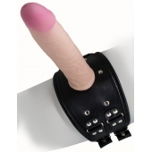 Черный пояс на бедро  Люкс  с телесной насадкой - LOVETOY (А-Полимер) - купить с доставкой в Северске