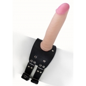 Черный узкий пояс на бедро с телесной насадкой - LOVETOY (А-Полимер) - купить с доставкой в Северске