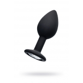 Черная анальная втулка с прозрачным стразом - 7,2 см. - POPO Pleasure - купить с доставкой в Северске