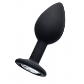 Черная анальная втулка с прозрачным стразом - 7,2 см. - POPO Pleasure - купить с доставкой в Северске