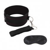 Черный ошейник с длинным поводком Collar and Leash Set - Lux Fetish - купить с доставкой в Северске