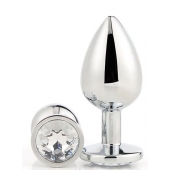 Серебристая анальная втулка с прозрачным кристаллом - 7,1 см. - Dream Toys - купить с доставкой в Северске