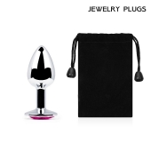 Серебристая анальная пробка с малиновым кристаллом - 7,2 см. - Anal Jewelry Plug - купить с доставкой в Северске