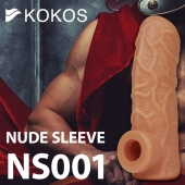 Телесная открытая насадка-реалистик с подхватом мошонки Nude Sleeve L - 14 см. - KOKOS - в Северске купить с доставкой