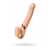 Телесный безремневой вибрострапон Vibrating Bendable Strap-On L - Strap-on-me - купить с доставкой в Северске
