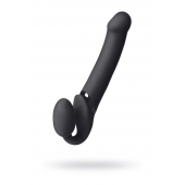 Черный безремневой вибрострапон Vibrating Bendable Strap-On L - Strap-on-me - купить с доставкой в Северске