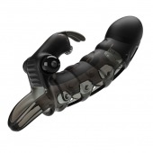 Черная закрытая насадка с подхватом мошонки и стимулятором клитора - 19,2 см. - Baile - в Северске купить с доставкой