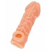 Телесная закрытая насадка с венками Cock Sleeve Size S - 13,8 см. - KOKOS - в Северске купить с доставкой