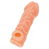 Телесная закрытая насадка с венками Cock Sleeve Size L - 17,6 см. - KOKOS - в Северске купить с доставкой