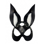 Черная маска зайки с белым мехом на ушках Miss Bunny - БДСМ Арсенал - купить с доставкой в Северске