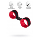 Красно-черные велюровые наручники Anonymo - ToyFa - купить с доставкой в Северске