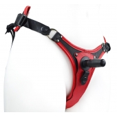 Красно-черный женский пояс с 2 способами крепления насадок - LOVETOY (А-Полимер) - купить с доставкой в Северске