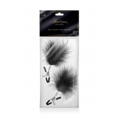 Зажимы на соски с черными пуховыми кисточками Sweet Caress Feather Nipple Clumps - Sweet Caress - купить с доставкой в Северске