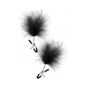 Зажимы на соски с черными пуховыми кисточками Sweet Caress Feather Nipple Clumps - Sweet Caress - купить с доставкой в Северске
